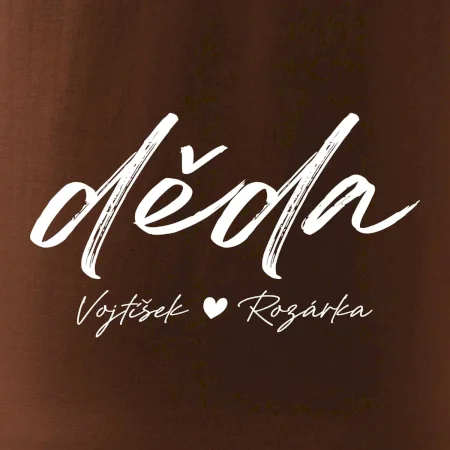 Děda Tričko se jmény dětí psací písmo