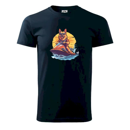 Německý ovčák na vodním skútru