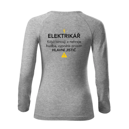 Elektrikář - hlavní jistič - Nápis na zádech