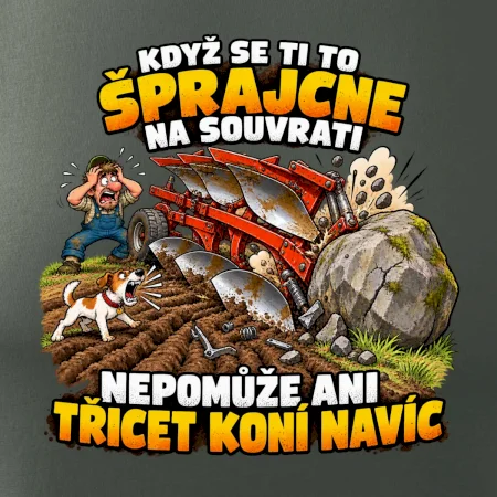 Pluh zaseknutý o balvan na souvrati
