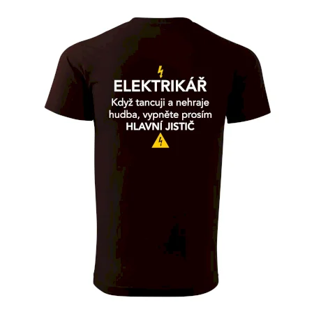 Elektrikář - hlavní jistič - Nápis na zádech