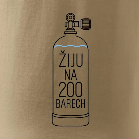 Žiju na 200 barech potápěčská lahev s modrou vlnovkou