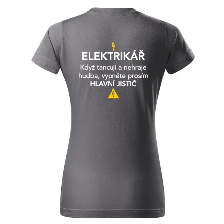 Elektrikář - hlavní jistič - Nápis na zádech
