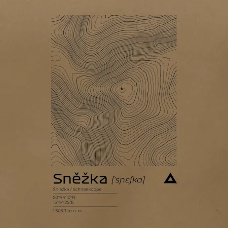 Sněžka - vrstevnice v obdélníku