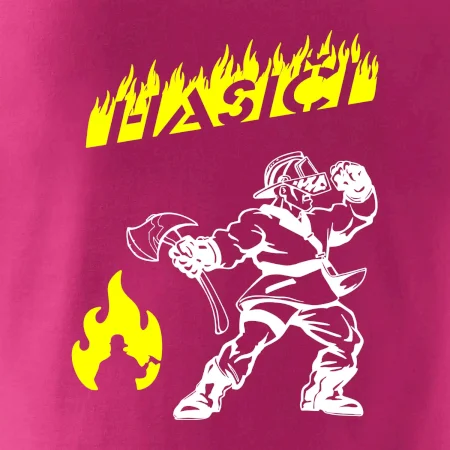 Hasič stojící - nápis hasiči - Velký nápis  na zádech