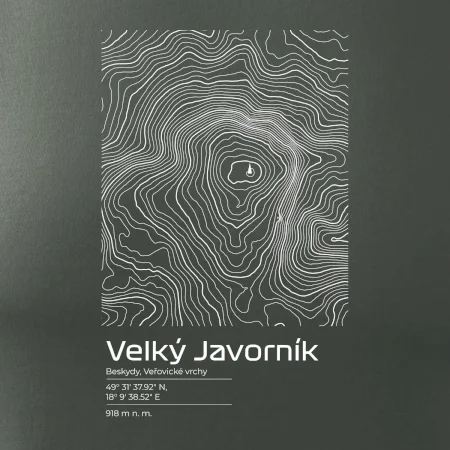 Velký Javorník - vrstevnice v obdélníku