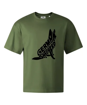 Německý ovčák sedící napis