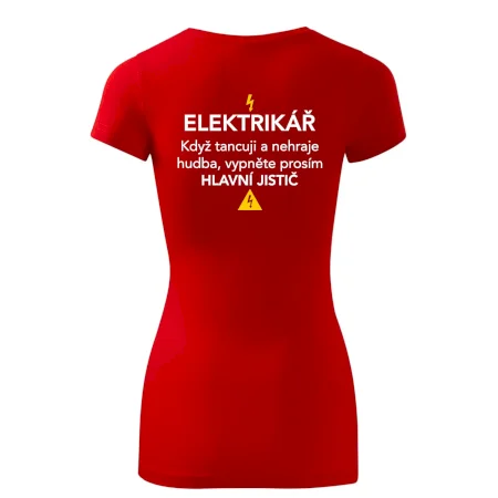 Elektrikář - hlavní jistič - Nápis na zádech
