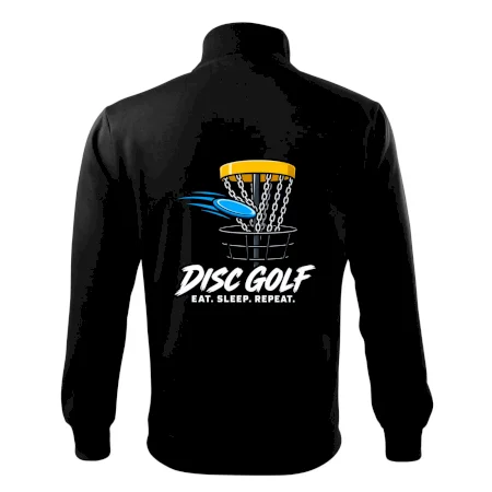 Discgolfový koš s letícím diskem eat sleep repeat
