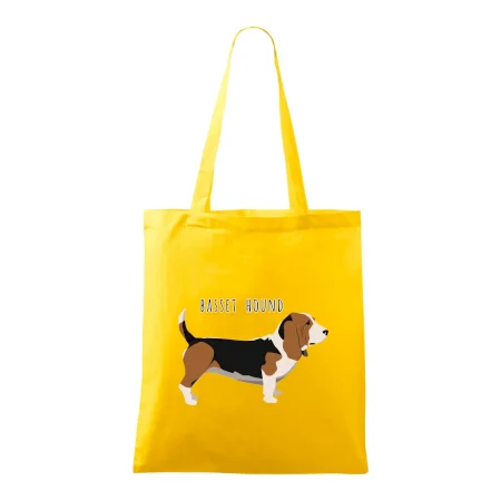 Basset hound pes s nápisem