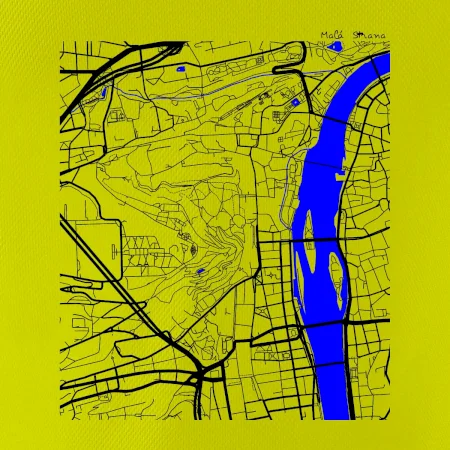 Praha Malá Strana - Mapa s vodními toky