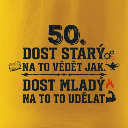 50 - dost starý na to vědět jak  - modrý nápis