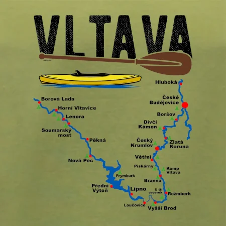 Mapa řeky Vltavy