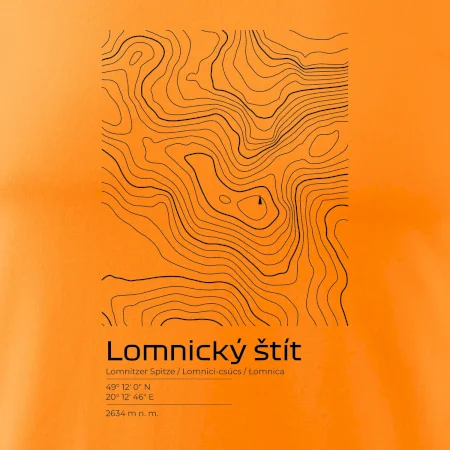 Lomnický štít - vrstevnice v obdélníku