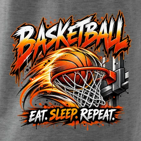 Basketbalový koš s míčem eat sleep repeat