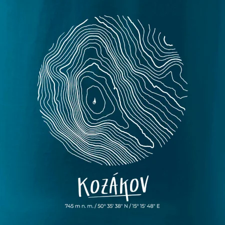 Kozákov - vrstevnice v kruhu