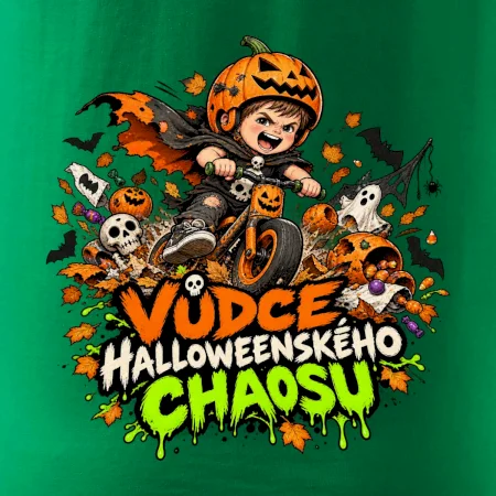 Malý dýňový král na dětském odrážedle