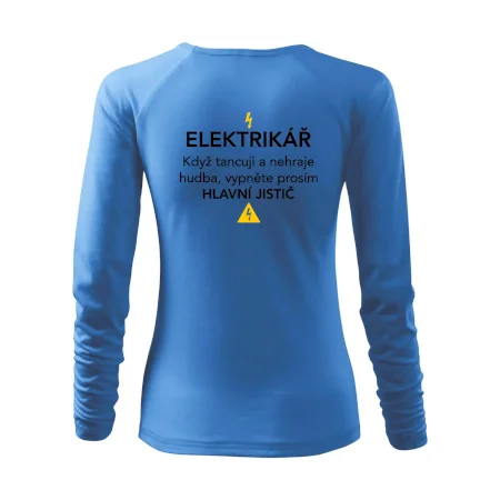 Elektrikář - hlavní jistič - Nápis na zádech