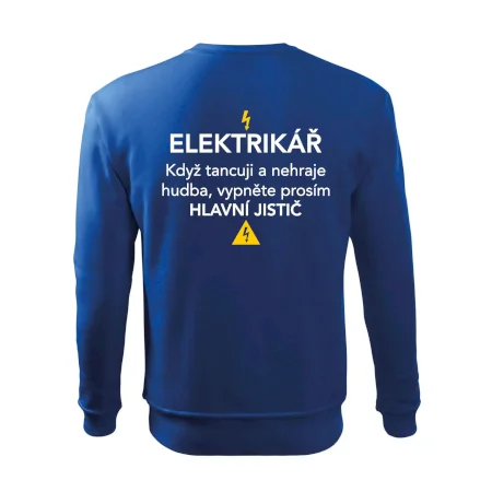 Elektrikář - hlavní jistič - Nápis na zádech