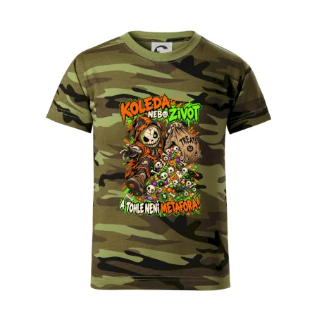 Halloweenský koledník s pytlem strašidelných sladkostí