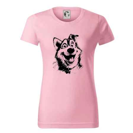 Černobílá karikatura husky