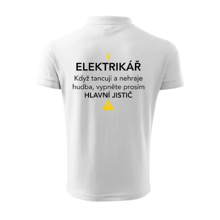 Elektrikář - hlavní jistič - Nápis na zádech
