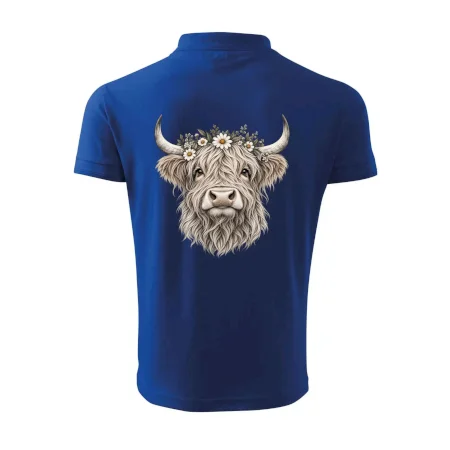 Highlandská kráva s květinami