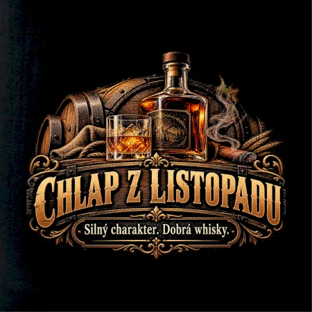 Chlap z listopadu whisky sud a doutník