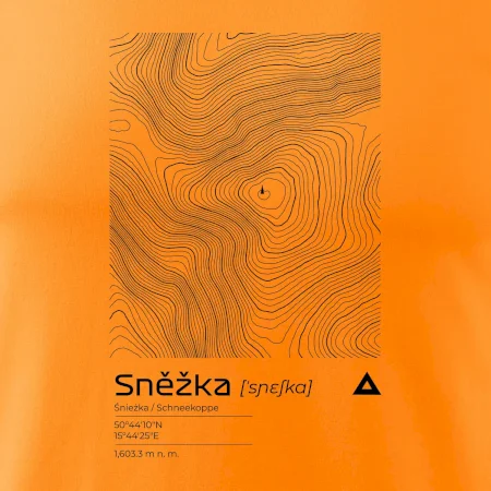 Sněžka - vrstevnice v obdélníku