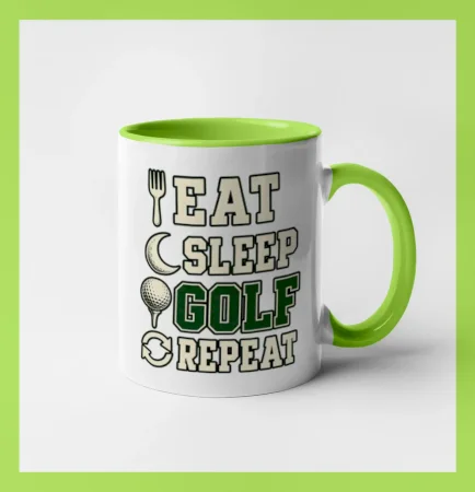 Eat sleep golf repeat typografie
