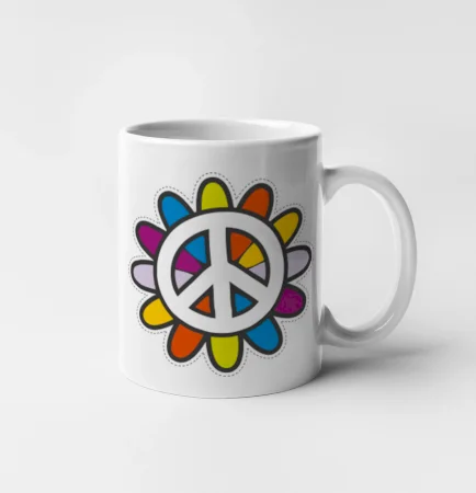 Peace symbol s kreslenou květinou