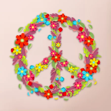 Peace symbol červené květiny