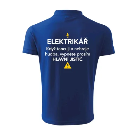Elektrikář - hlavní jistič - Nápis na zádech
