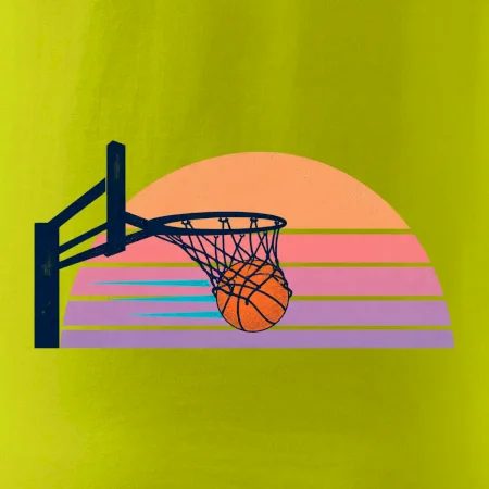 Retro západ slunce a basketbalový koš