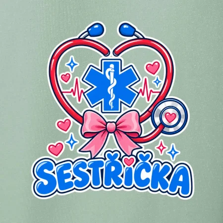 Sestřička - kreslený kříž a srdce