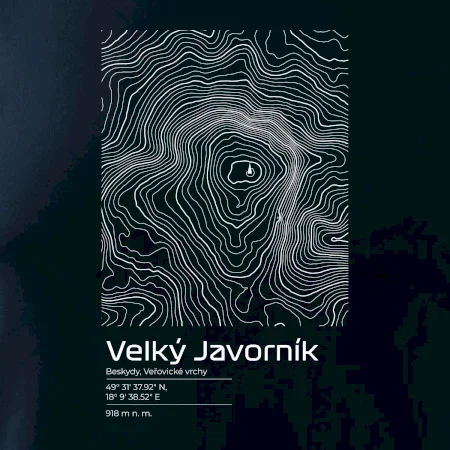 Velký Javorník - vrstevnice v obdélníku