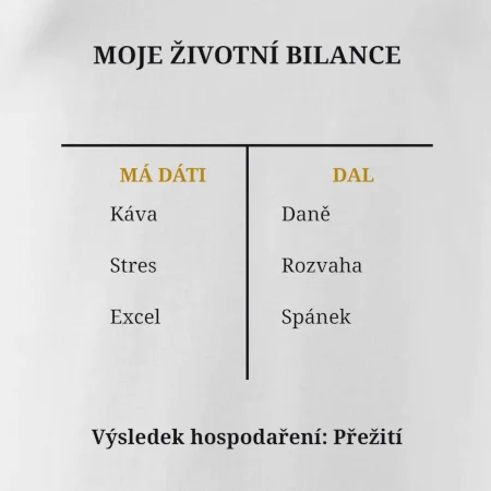 Moje životní bilance má dáti dal