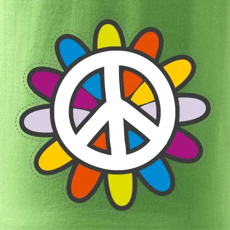 Peace symbol s kreslenou květinou