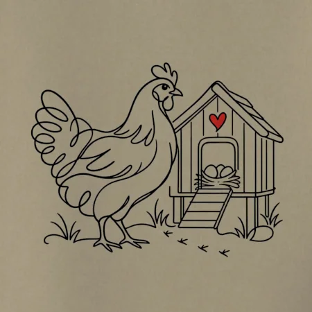 Slepice a kurník se srdíčkem