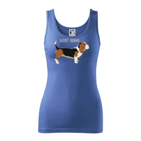 Basset hound pes s nápisem