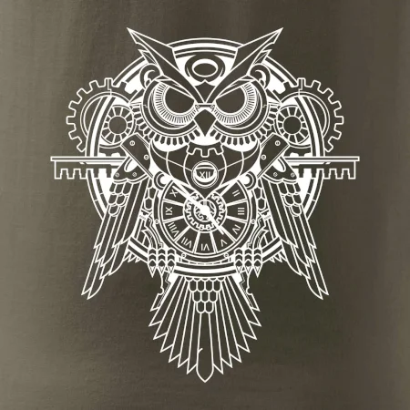 Steampunk sova černobílá