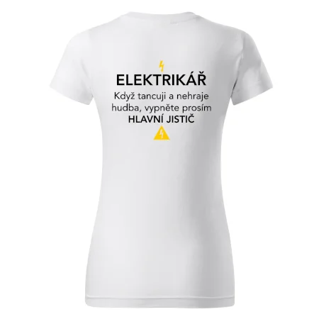 Elektrikář - hlavní jistič - Nápis na zádech