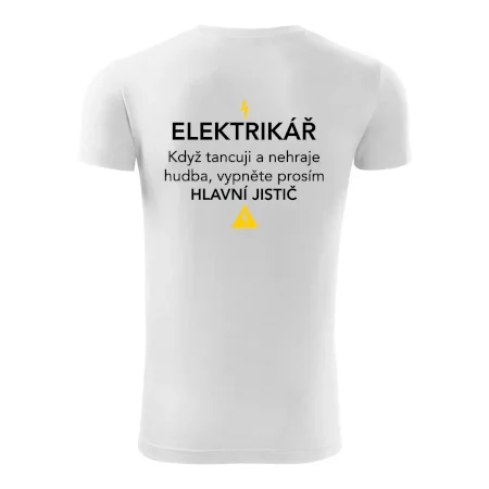 Elektrikář - hlavní jistič - Nápis na zádech