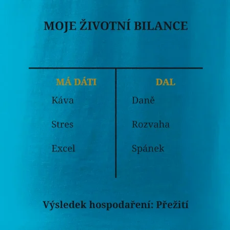 Moje životní bilance má dáti dal