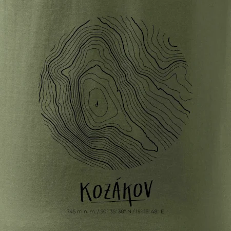 Kozákov - vrstevnice v kruhu