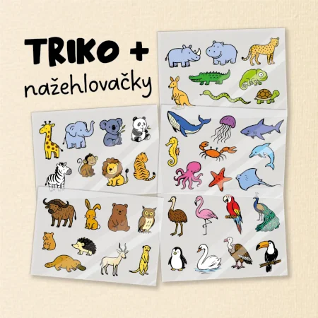 Tričko + 42 nažehlovacích zvířátek