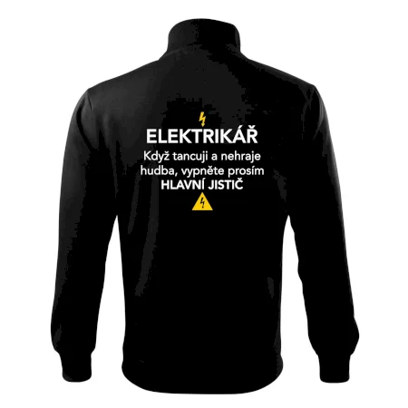 Elektrikář - hlavní jistič - Nápis na zádech