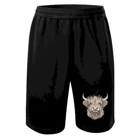 Highlandská kráva s květinami