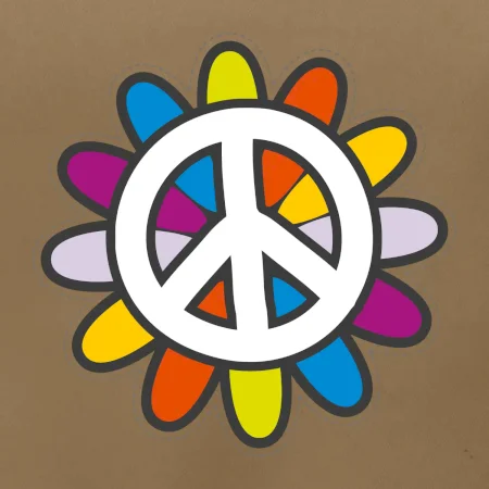 Peace symbol s kreslenou květinou
