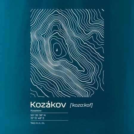 Kozákov - vrstevnice v obdélníku